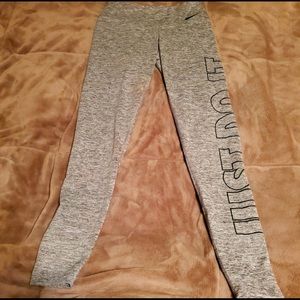 Nike leg-a-see just do it fitness grey black logo leggings women's size XS